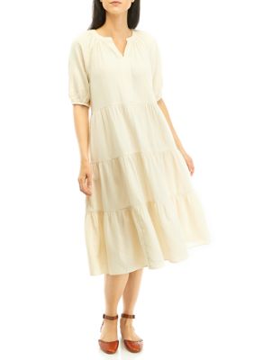 Wonderly Women's Tiered Midi Dress, Beige, X-Large